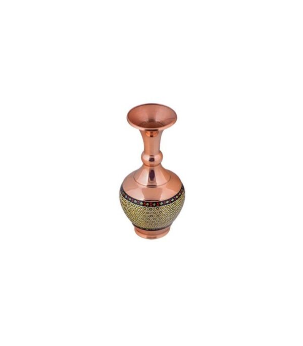 خرید اینترنتی گلدان گوی دار مس و خاتم کاری اصفهان تولید صنایع دستی آقاجانی کد K128