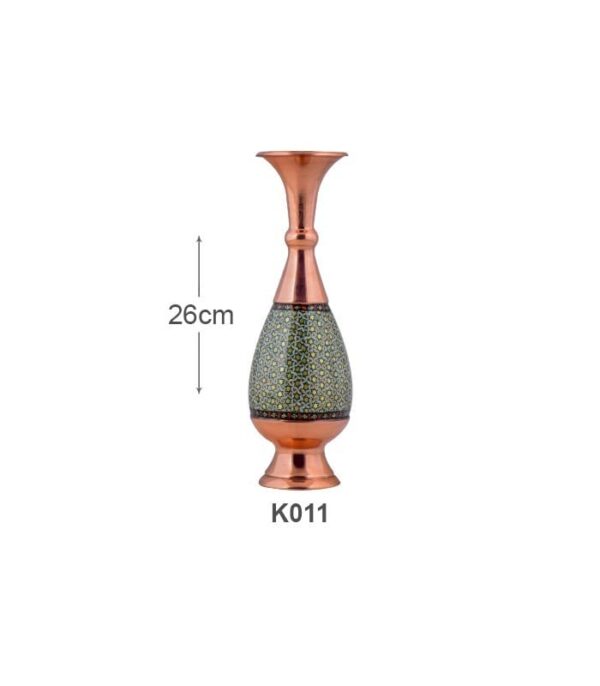 گلدان صراحی مس و خاتم کاری آقاجانی کد K011
